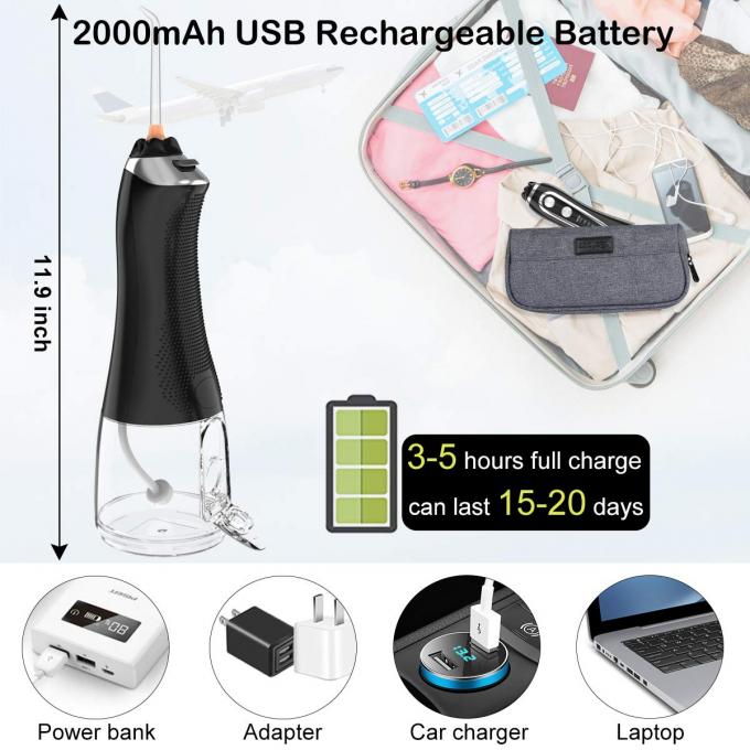 水Flosserのコードレス歯の洗剤、携帯用歯科口頭Irrigator 5つのモード、防水IPX7