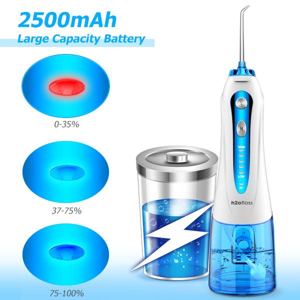 Electric Irrigator oral pour des dents, des accolades, le décapant imperméable de dents sans fil de l'eau Flosser, rechargeable dentaires et IPX7